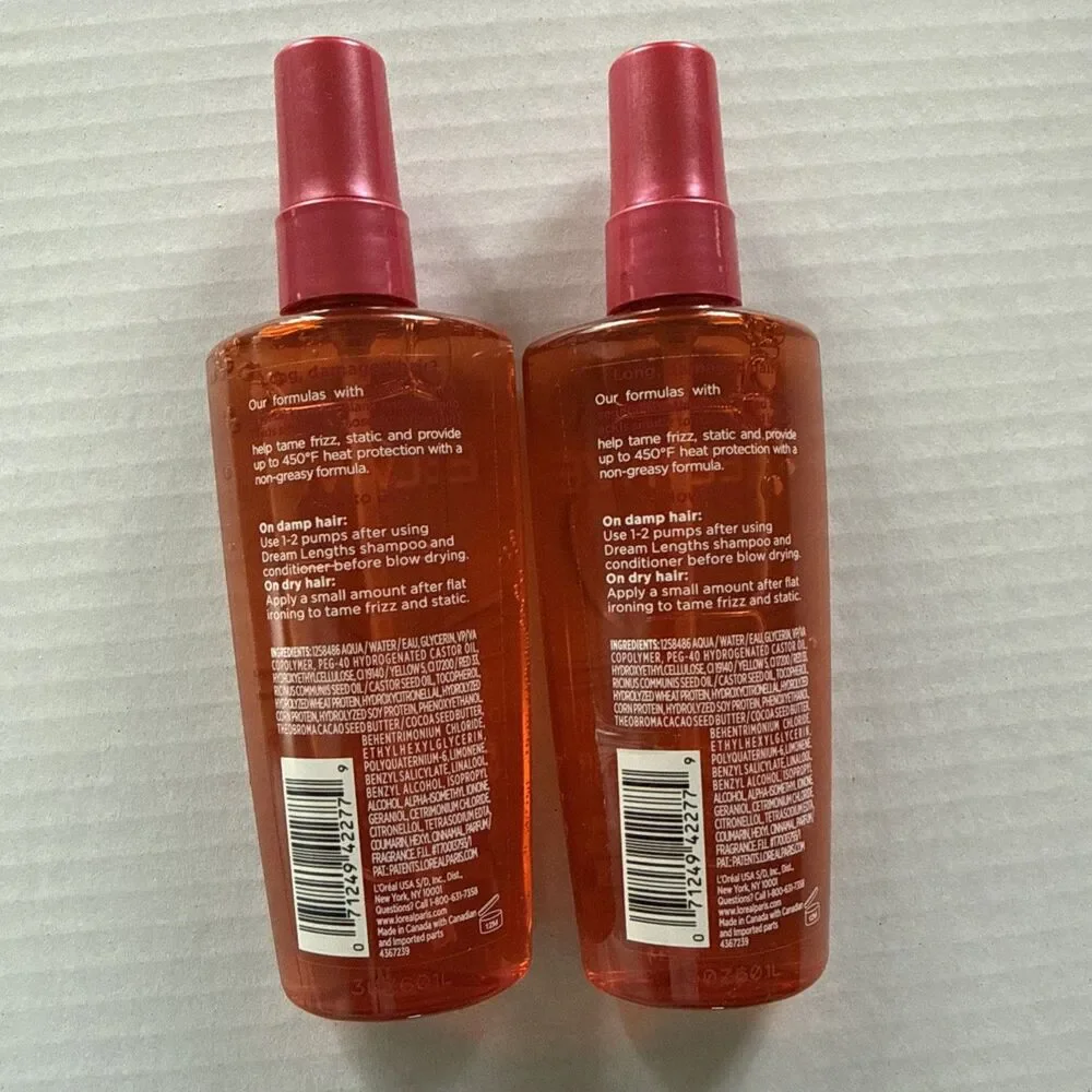 Lot of 2 L'Oreal Paris Elvive Dream Lengths Frizz Killer Leave-In Serum